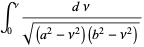 int_0^nu(dnu)/(sqrt((a^2-nu^2)(b^2-nu^2)))