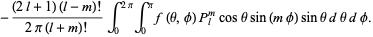 -((2l+1)(l-m)!)/(2pi(l+m)!)int_0^(2pi)int_0^pif(theta,phi)P_l^mcosthetasin(mphi)sinthetadthetadphi.