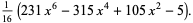 1/(16)(231x^6-315x^4+105x^2-5).