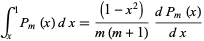  int_x^1P_m(x)dx=((1-x^2))/(m(m+1))(dP_m(x))/(dx) 