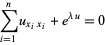  sum_(i=1)^nu_(x_ix_i)+e^(lambdau)=0 