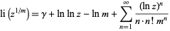  li(z^(1/m))=gamma+lnlnz-lnm+sum_(n=1)^infty((lnz)^n)/(n·n!m^n) 