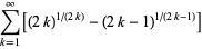 sum_(k=1)^(infty)[(2k)^(1/(2k))-(2k-1)^(1/(2k-1))]