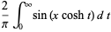2/piint_0^inftysin(xcosht)dt
