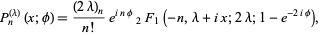  P_n^((lambda))(x;phi)=((2lambda)_n)/(n!)e^(inphi)_2F_1(-n,lambda+ix;2lambda;1-e^(-2iphi)), 