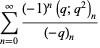 sum_(n=0)^(infty)((-1)^n(q;q^2)_n)/((-q)_n)