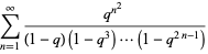 sum_(n=1)^(infty)(q^(n^2))/((1-q)(1-q^3)...(1-q^(2n-1)))