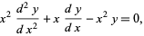  x^2(d^2y)/(dx^2)+x(dy)/(dx)-x^2y=0, 