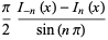 pi/2(I_(-n)(x)-I_n(x))/(sin(npi))