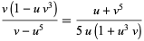 (v(1-uv^3))/(v-u^5)=(u+v^5)/(5u(1+u^3v))