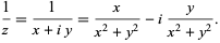  1/z=1/(x+iy)=x/(x^2+y^2)-iy/(x^2+y^2). 