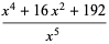 (x^4+16x^2+192)/(x^5)