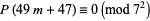  P(49m+47)=0 (mod 7^2) 