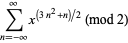 sum_(n=-infty)^(infty)x^((3n^2+n)/2) (mod 2)