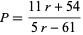  P=(11r+54)/(5r-61) 