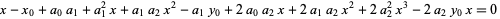 x-x_0+a_0a_1+a_1^2x+a_1a_2x^2-a_1y_0+2a_0a_2x+2a_1a_2x^2+2a_2^2x^3-2a_2y_0x=0 