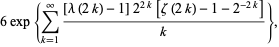 6exp{sum_(k=1)^(infty)([lambda(2k)-1]2^(2k)[zeta(2k)-1-2^(-2k)])/k},