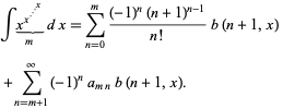  intx^(x^(·^(·^(·^x))))_()_(m)dx=sum_(n=0)^m((-1)^n(n+1)^(n-1))/(n!)b(n+1,x) 
 +sum_(n=m+1)^infty(-1)^na_(mn)b(n+1,x).   