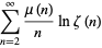sum_(n=2)^(infty)(mu(n))/nlnzeta(n)