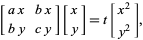  [ax bx; by cy][x; y]=t[x^2; y^2], 