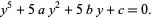  y^5+5ay^2+5by+c=0. 