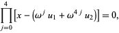  product_(j=0)^4[x-(omega^ju_1+omega^(4j)u_2)]=0, 