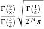 (Gamma(9/8))/(Gamma(5/4))sqrt((Gamma(1/4))/(2^(1/4)pi))
