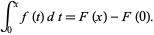  int_0^xf(t)dt=F(x)-F(0). 