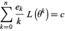  sum_(k=0)^n(e_k)/kL(theta^k)=c 