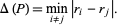  Delta(P)=min_(i!=j)|r_i-r_j|. 