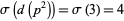 sigma(d(p^2))=sigma(3)=4