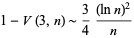  1-V(3,n)∼3/4((lnn)^2)/n 