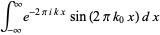 int_(-infty)^inftye^(-2piikx)sin(2pik_0x)dx
