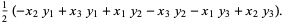 1/2(-x_2y_1+x_3y_1+x_1y_2-x_3y_2-x_1y_3+x_2y_3).