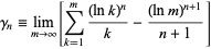  gamma_n=lim_(m->infty)[sum_(k=1)^m((lnk)^n)/k-((lnm)^(n+1))/(n+1)] 