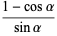 (1-cosalpha)/(sinalpha)