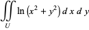 intint_(U)ln(x^2+y^2)dxdy
