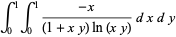 int_0^1int_0^1(-x)/((1+xy)ln(xy))dxdy