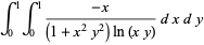 int_0^1int_0^1(-x)/((1+x^2y^2)ln(xy))dxdy