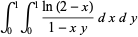 int_0^1int_0^1(ln(2-x))/(1-xy)dxdy