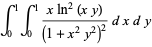 int_0^1int_0^1(xln^2(xy))/((1+x^2y^2)^2)dxdy