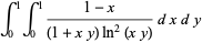 int_0^1int_0^1(1-x)/((1+xy)ln^2(xy))dxdy