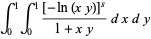 int_0^1int_0^1([-ln(xy)]^s)/(1+xy)dxdy