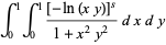 int_0^1int_0^1([-ln(xy)]^s)/(1+x^2y^2)dxdy