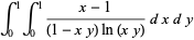 int_0^1int_0^1(x-1)/((1-xy)ln(xy))dxdy
