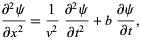  (partial^2psi)/(partialx^2)=1/(v^2)(partial^2psi)/(partialt^2)+b(partialpsi)/(partialt), 