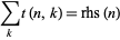  sum_(k)t(n,k)=rhs(n) 