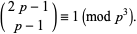  (2p-1; p-1)=1 (mod p^3). 