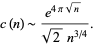  c(n)∼(e^(4pisqrt(n)))/(sqrt(2)n^(3/4)). 