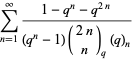 sum_(n=1)^(infty)(1-q^n-q^(2n))/((q^n-1)(2n; n)_q(q)_n)